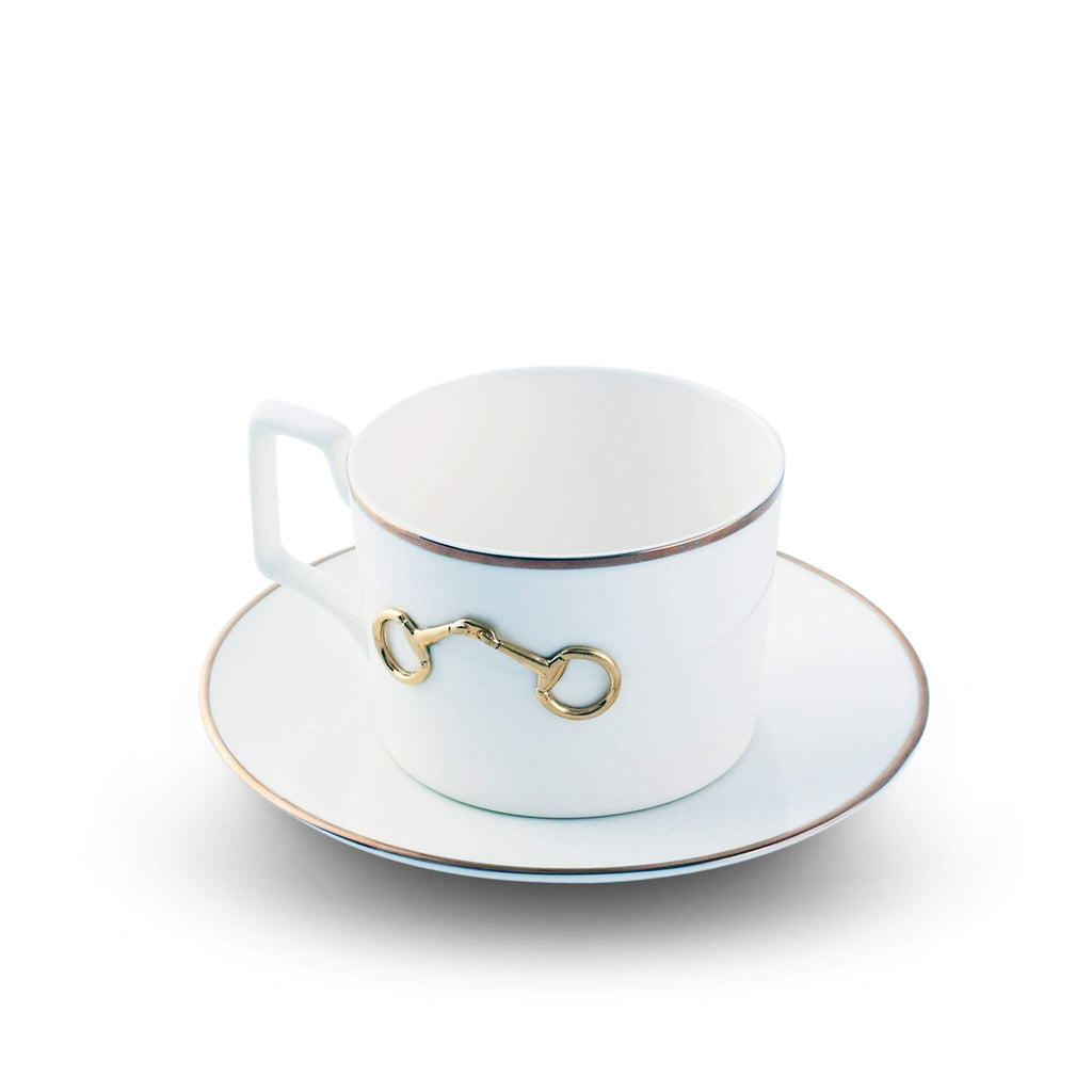 Gold Bit Fine Bone China Cup & Saucer