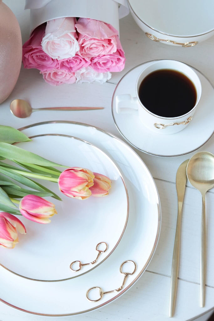 Gold Bit Fine Bone China Cup & Saucer