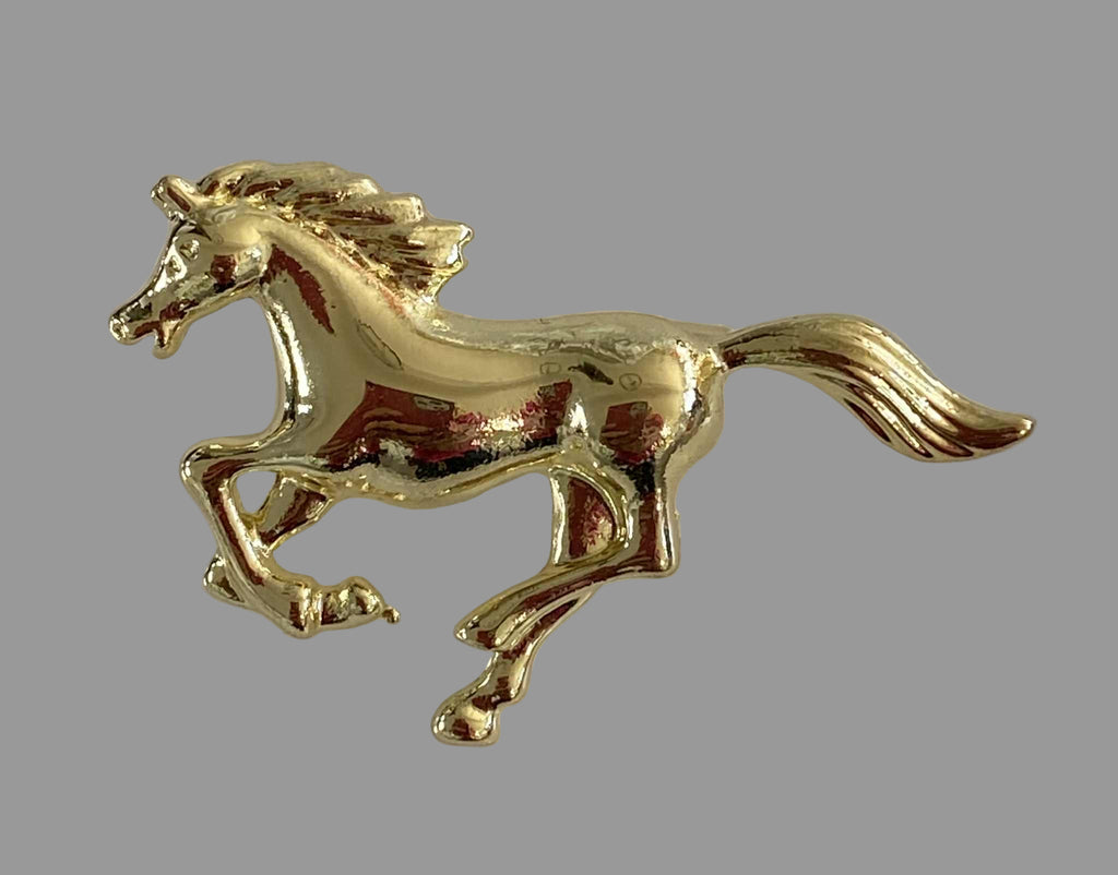 Gold Galloping Horse Brooch