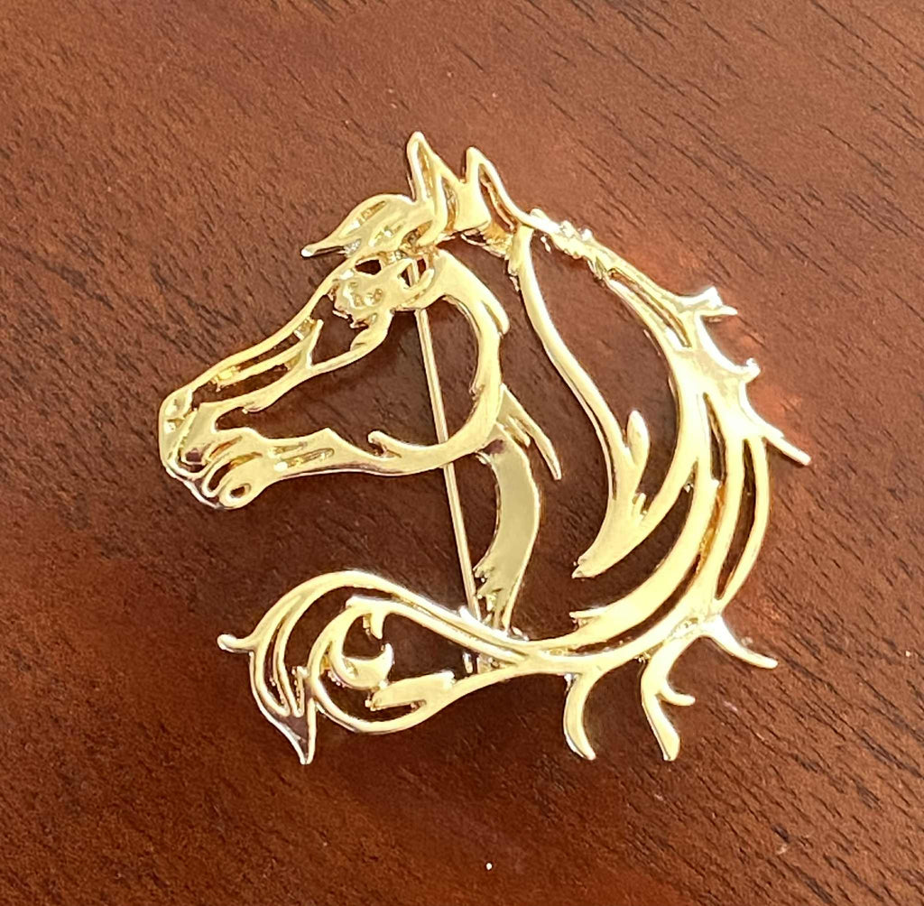Gold Horse Head Brooch