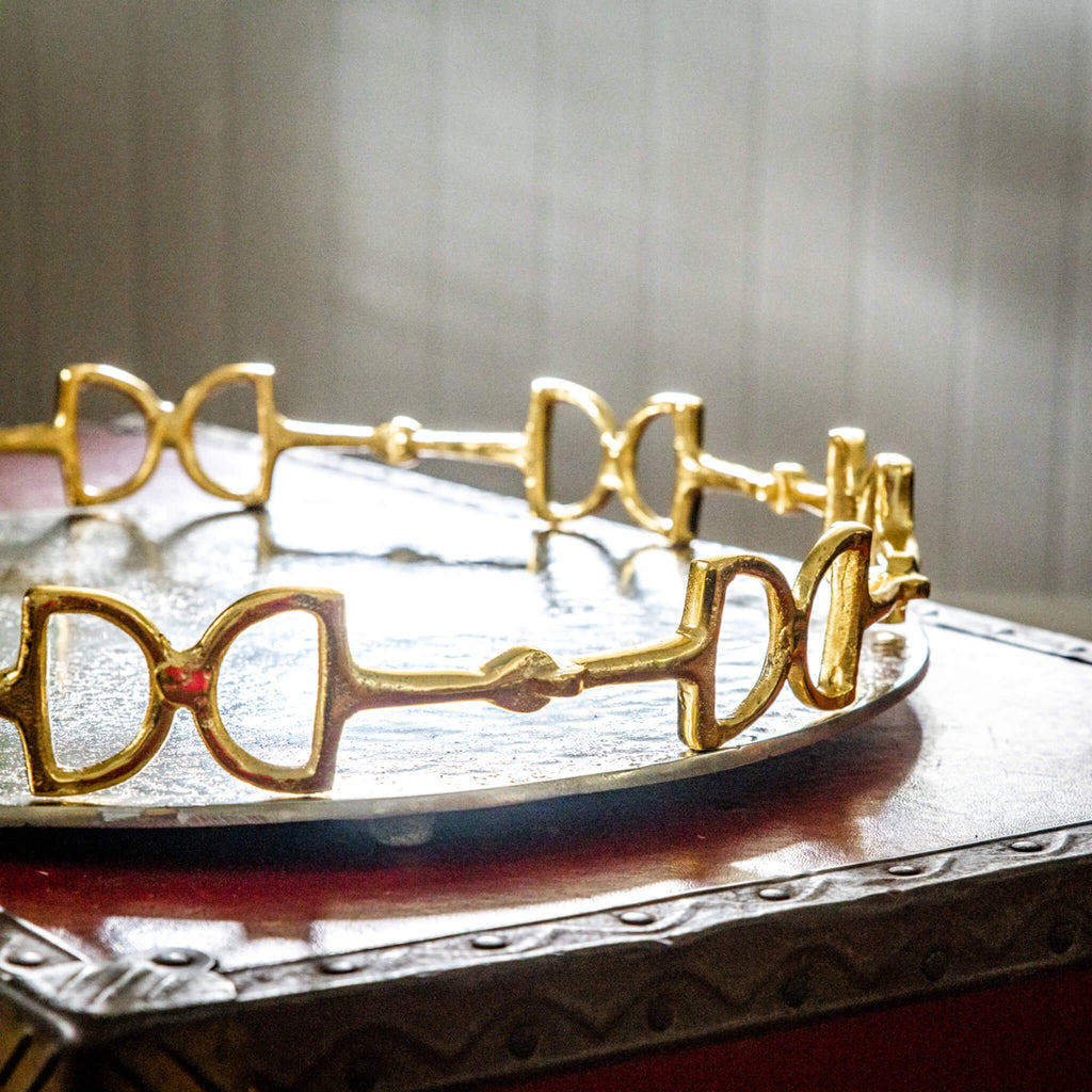 Gold & Silver Snaffle Bit Round Tray