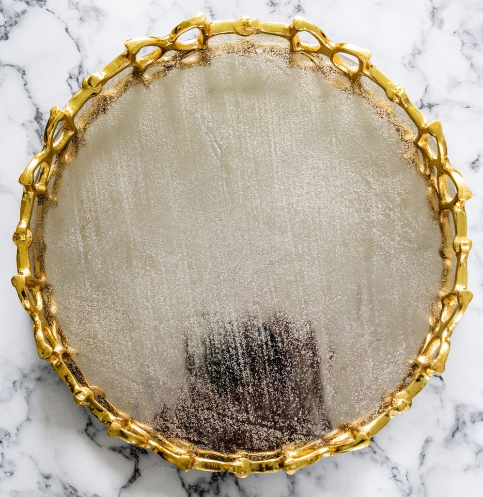 Gold & Silver Snaffle Bit Round Tray