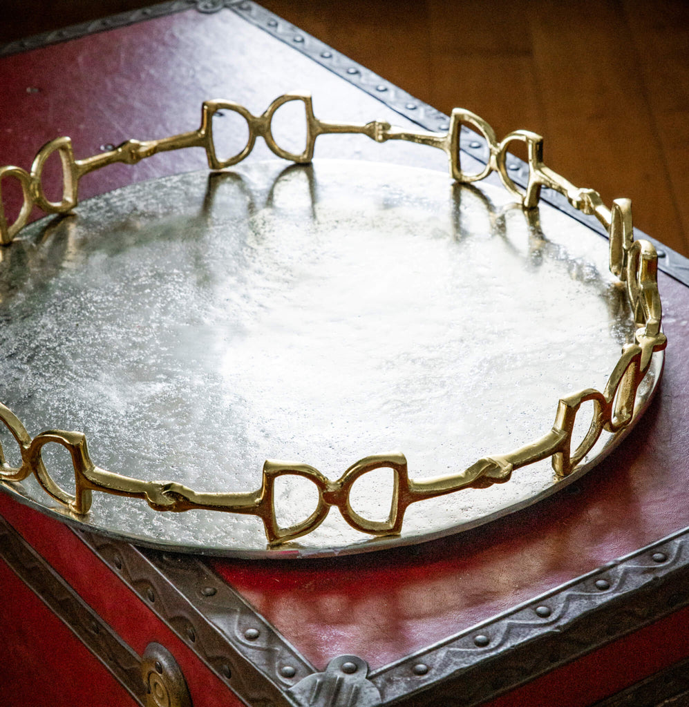 Gold & Silver Snaffle Bit Round Tray