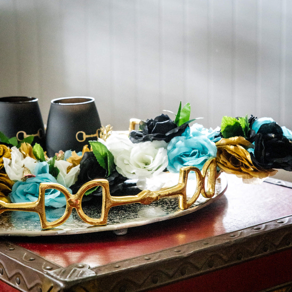 Gold & Silver Snaffle Bit Round Tray