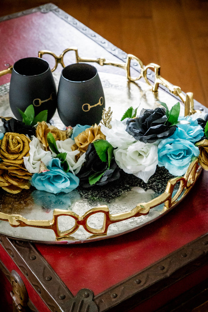 Gold & Silver Snaffle Bit Round Tray