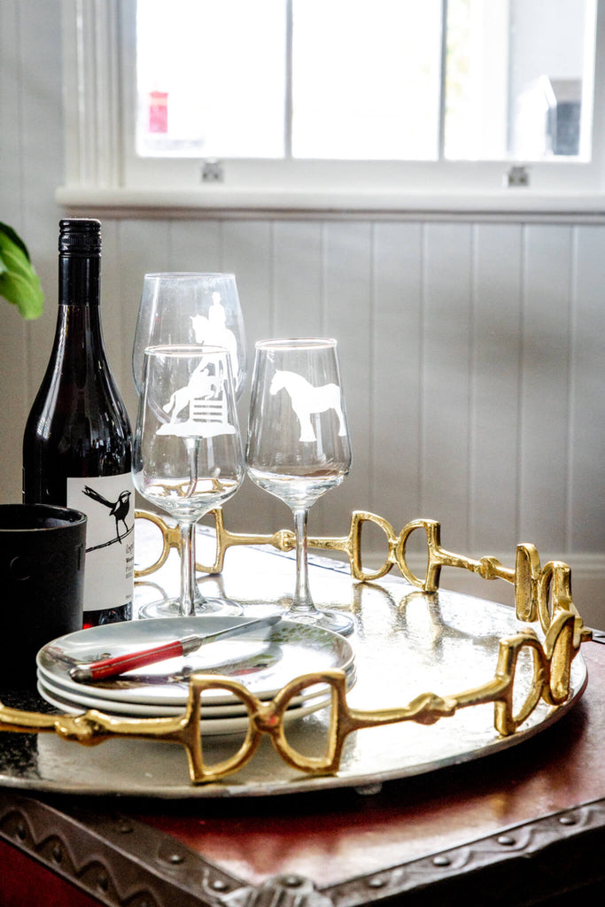 Gold & Silver Snaffle Bit Round Tray