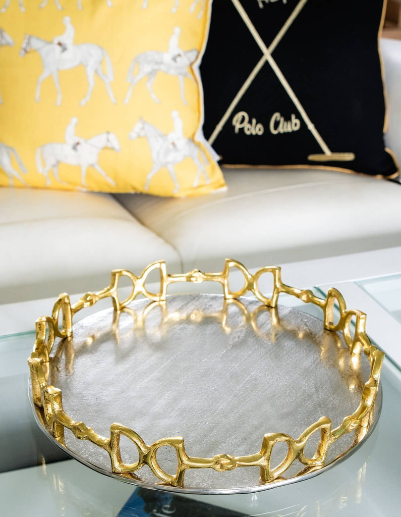 Gold & Silver Snaffle Bit Round Tray
