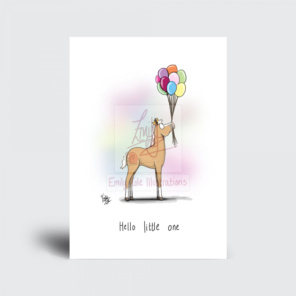 Hello Little One – Rainbow balloons – New Baby Card