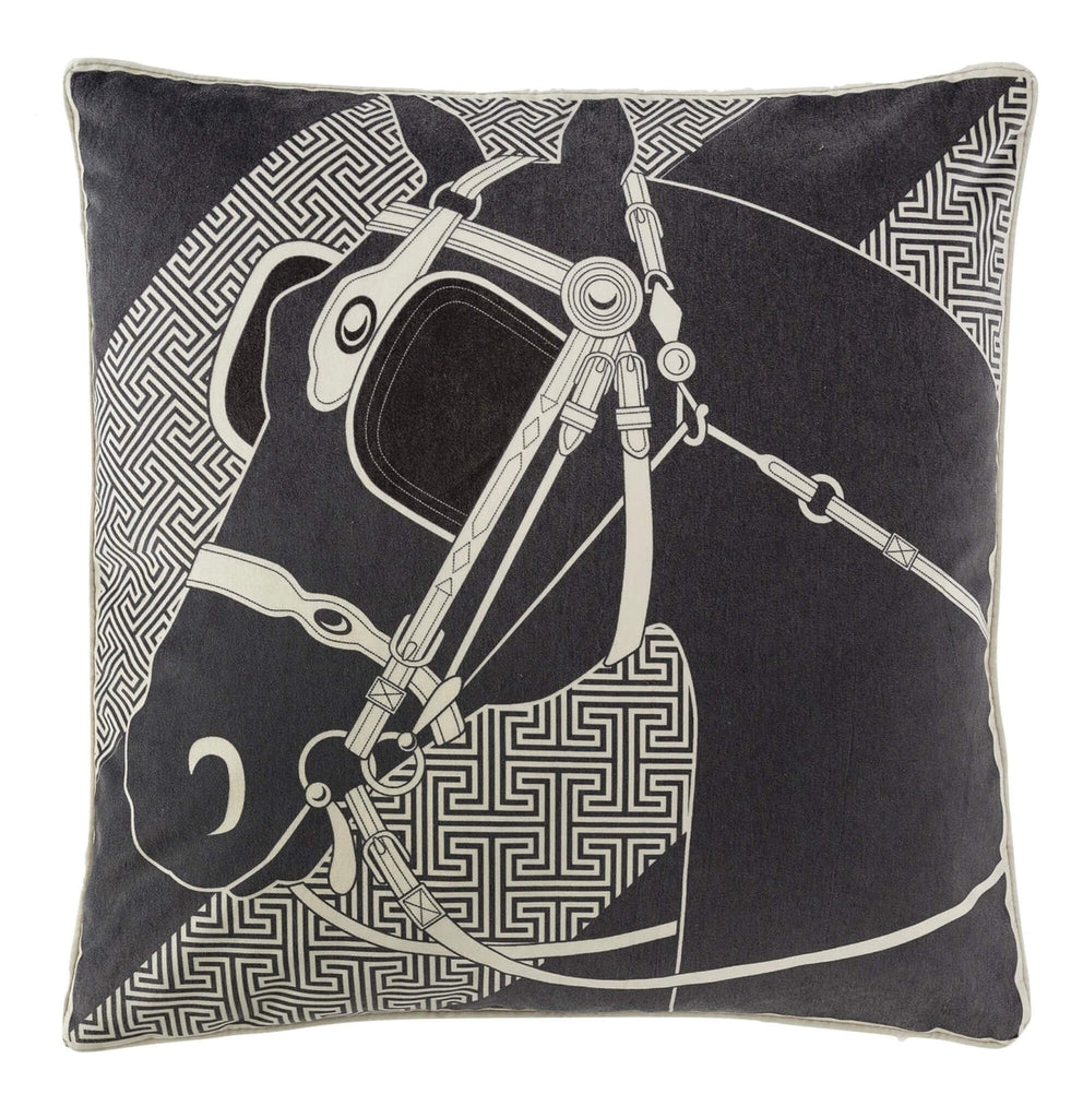 Heritage Luxe Black Carriage Horse Cushion