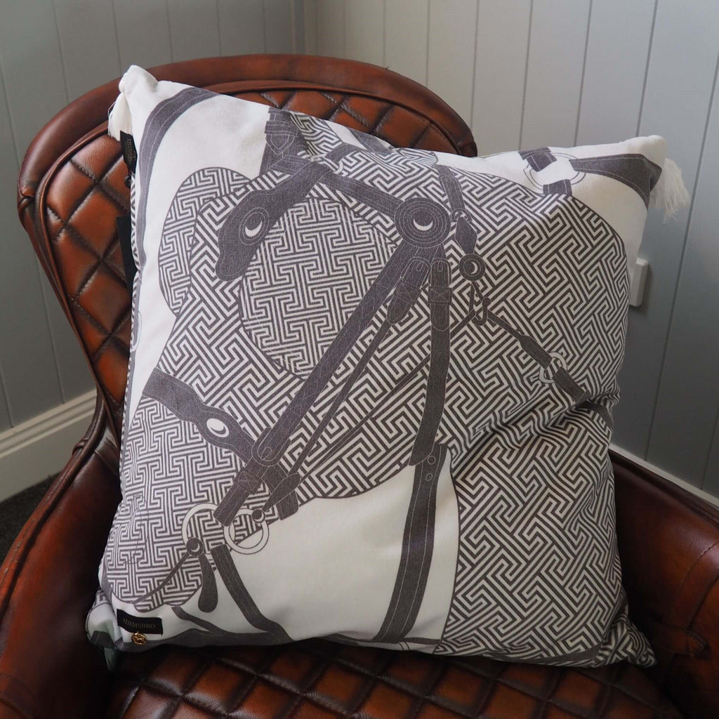 Heritage Luxe Black Washed Carriage Horse  Cushion