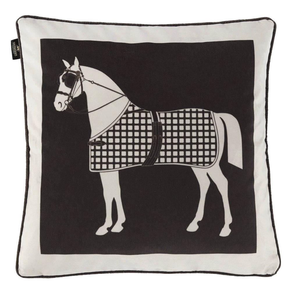 Heritage Luxe Charcoal Classic Horse  Cushion