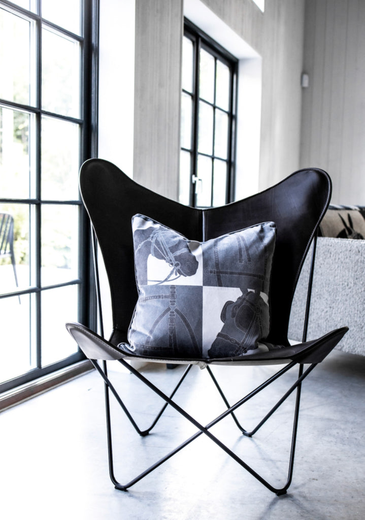 Heritage Luxe Grey Horse in Blinkers Cushion