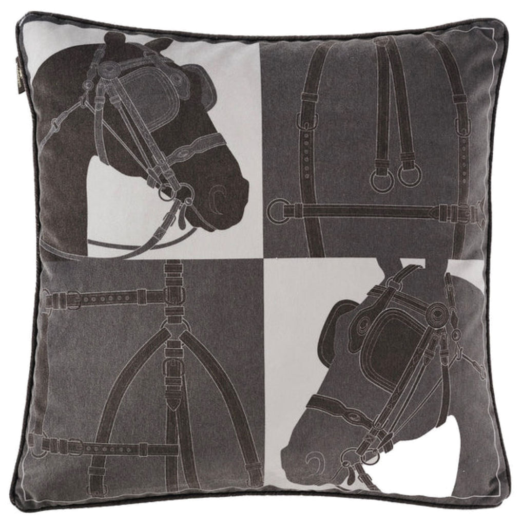 Heritage Luxe Grey Horse in Blinkers Cushion