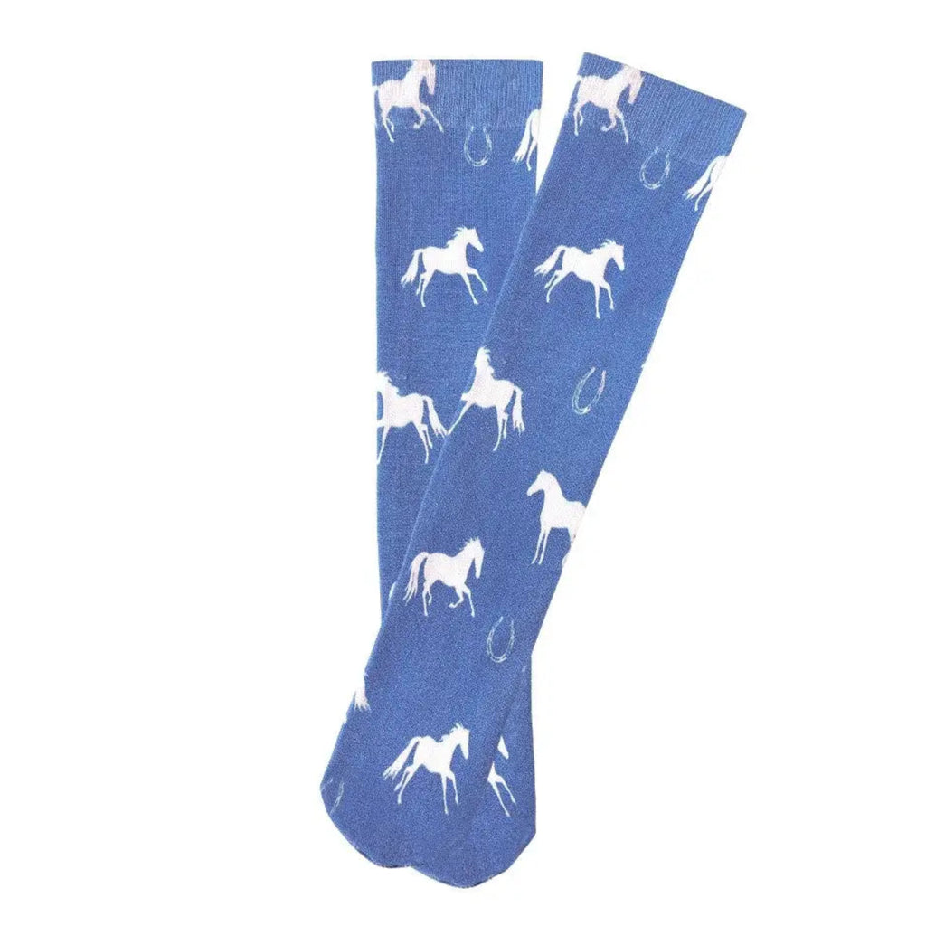 Horses and Horseshoes Socks - Blue