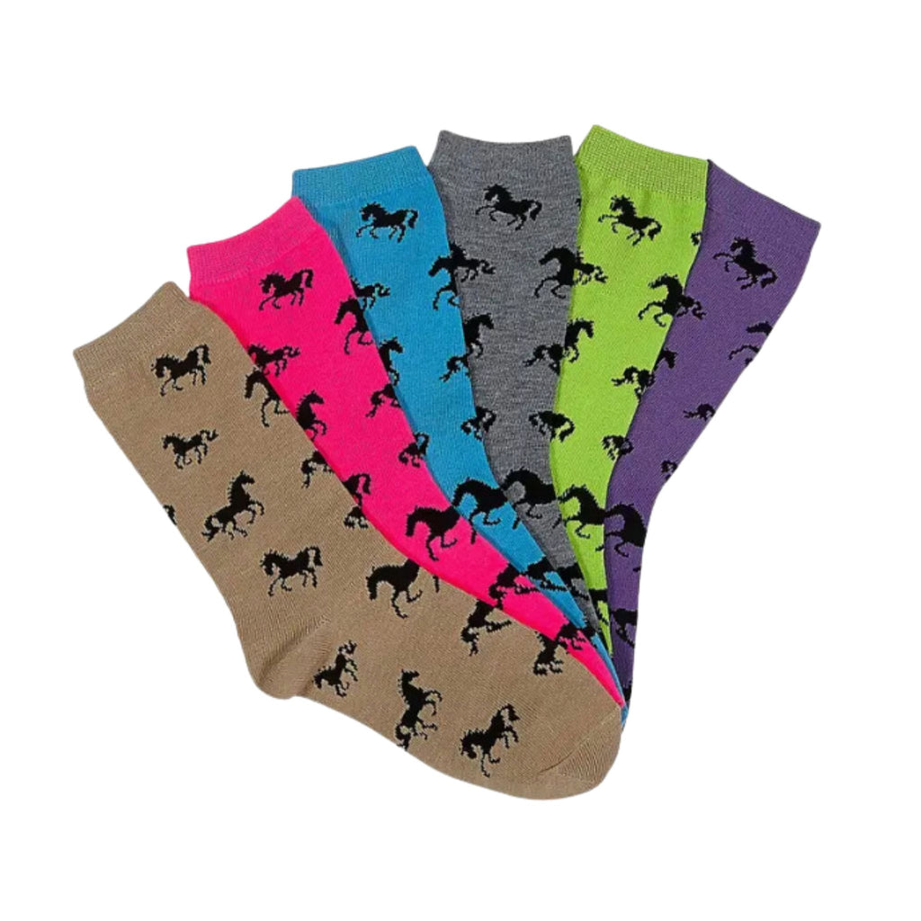 Horses All Over Crew Socks  - 6 Pack