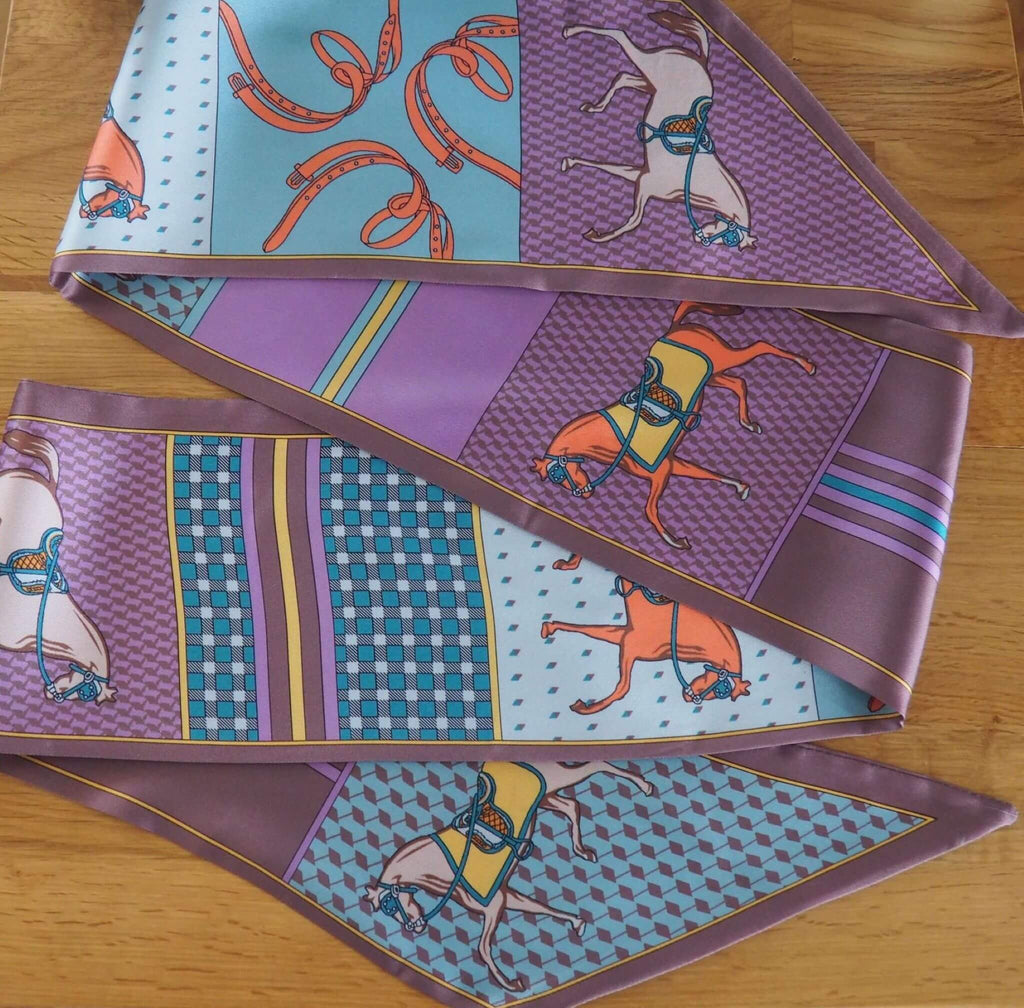 Horses In Tack Scarf - Purple