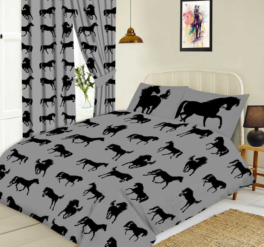 Horses Doona Set - Grey