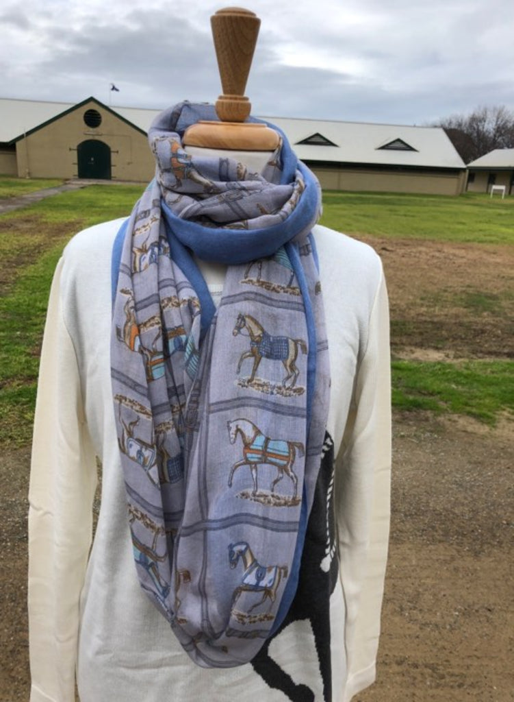 Horses In Blankets  Infinity Scarf - Grey