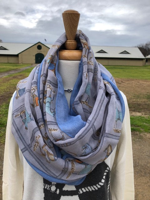 Horses In Blankets  Infinity Scarf - Grey