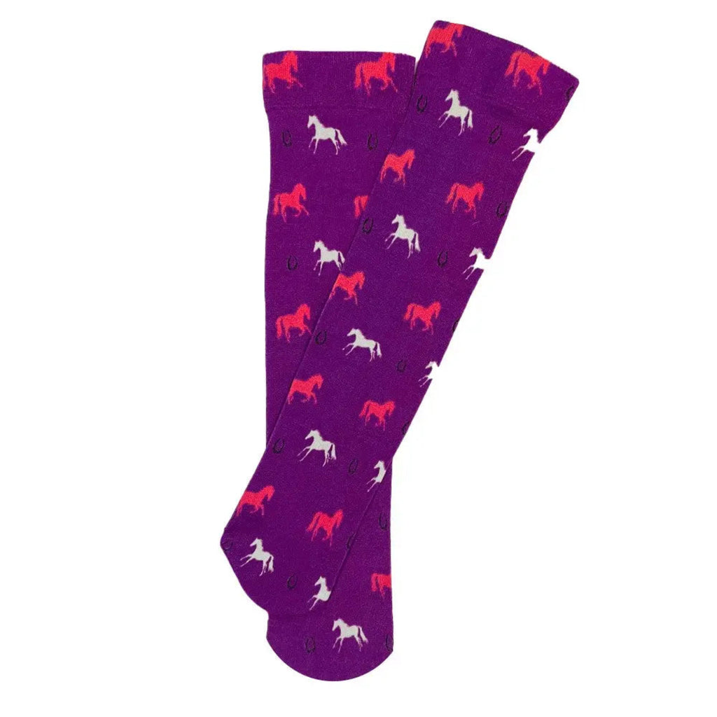 Horses and Horseshoes Socks - Purple