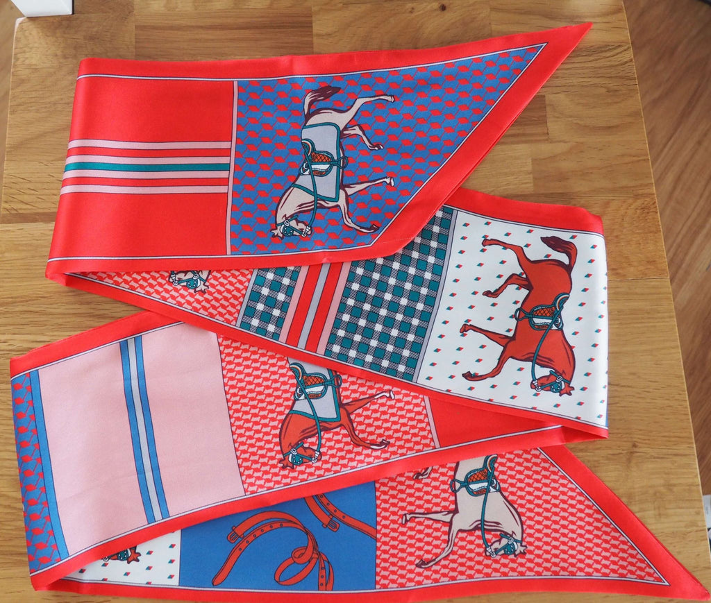 Horses In Tack Scarf - Red