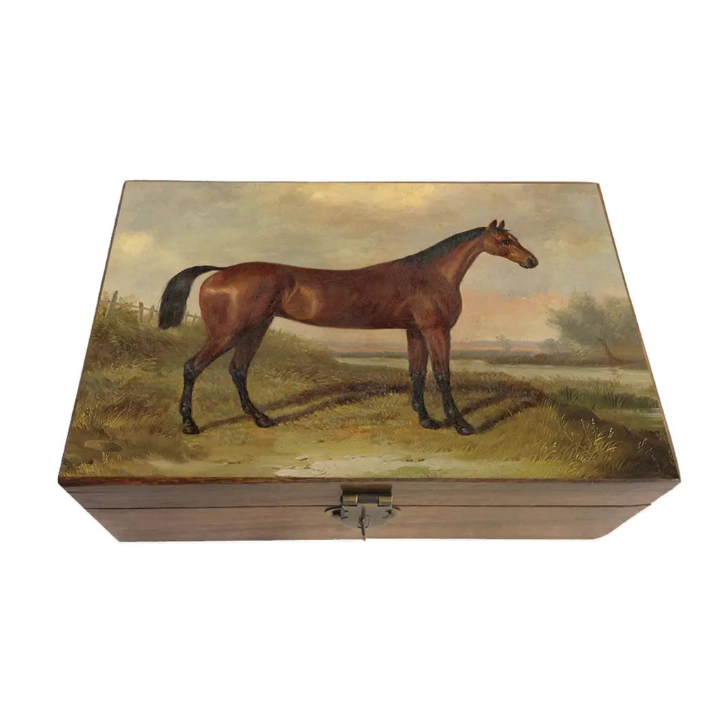 Hunter in A Landscape Decorative Vintage Wood Trinket Box