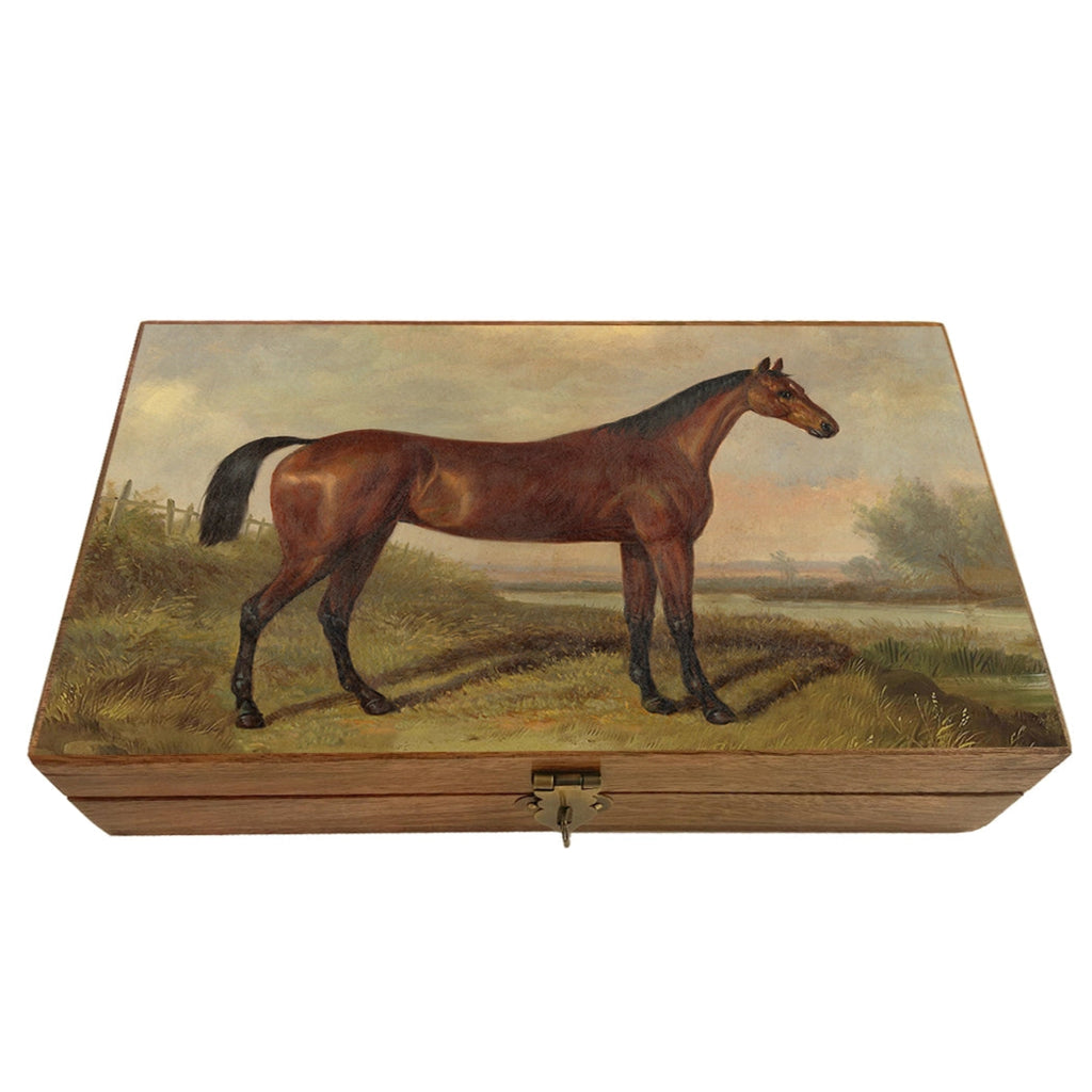 Hunter in A Landscape Decorative Vintage Wood Trinket Box