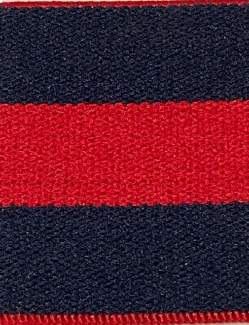 Stirrup Belt -  Navy& Red Stripe- Silver Stirrup