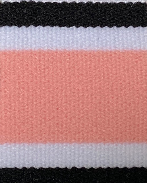 Stirrup Belt -  Black,White & Pink Stripe-Gun Metal Stirrup