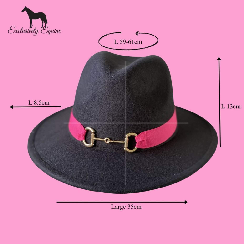 Black  Panama Hat -Snaffle Bit Band - Large