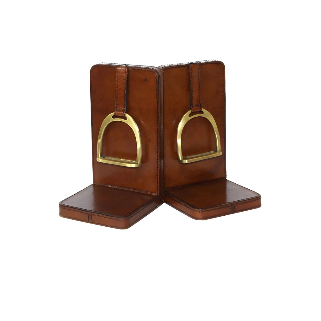 Leather Stirrup Bookends Large