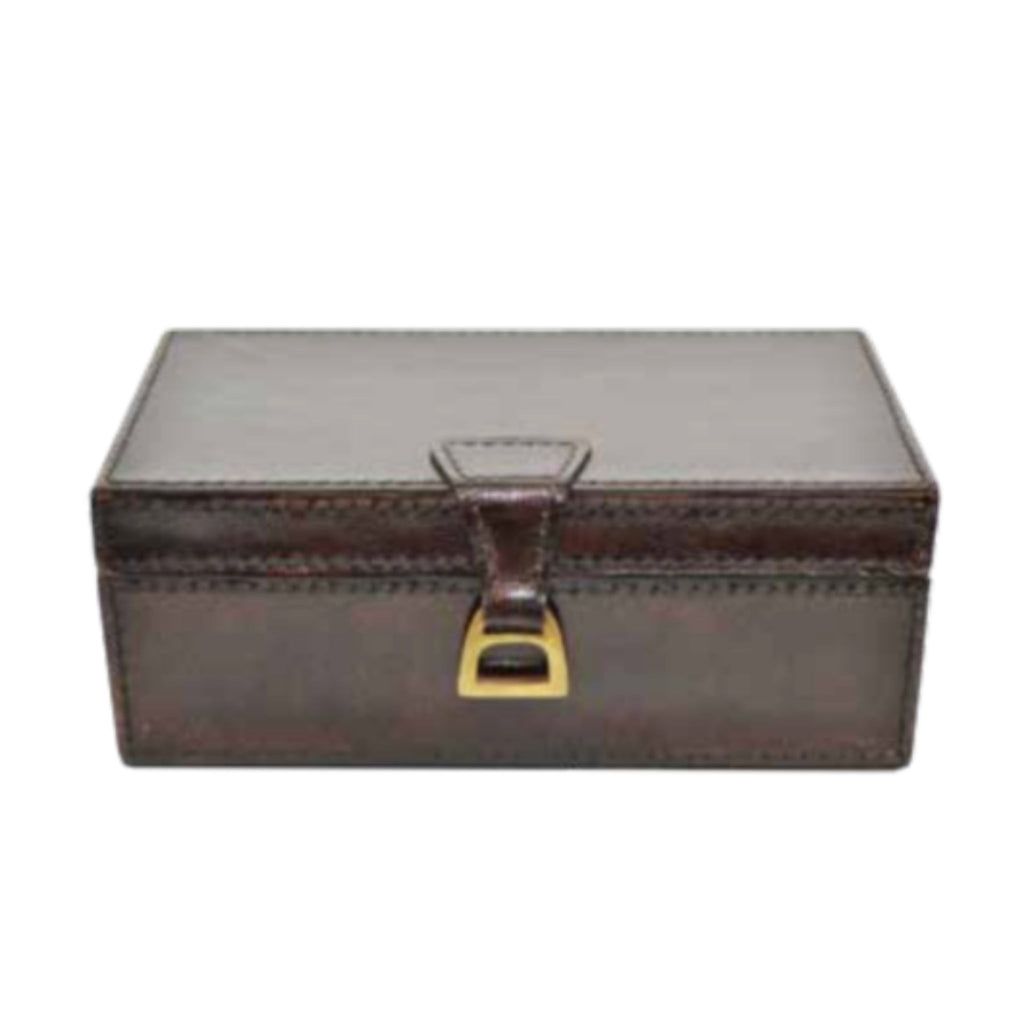 Leather Stirrup Box - Dark Brown