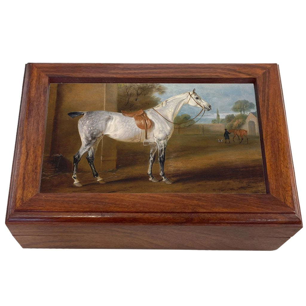 Leed's Grey Hunter Decorative Vintage Wood Trinket Box