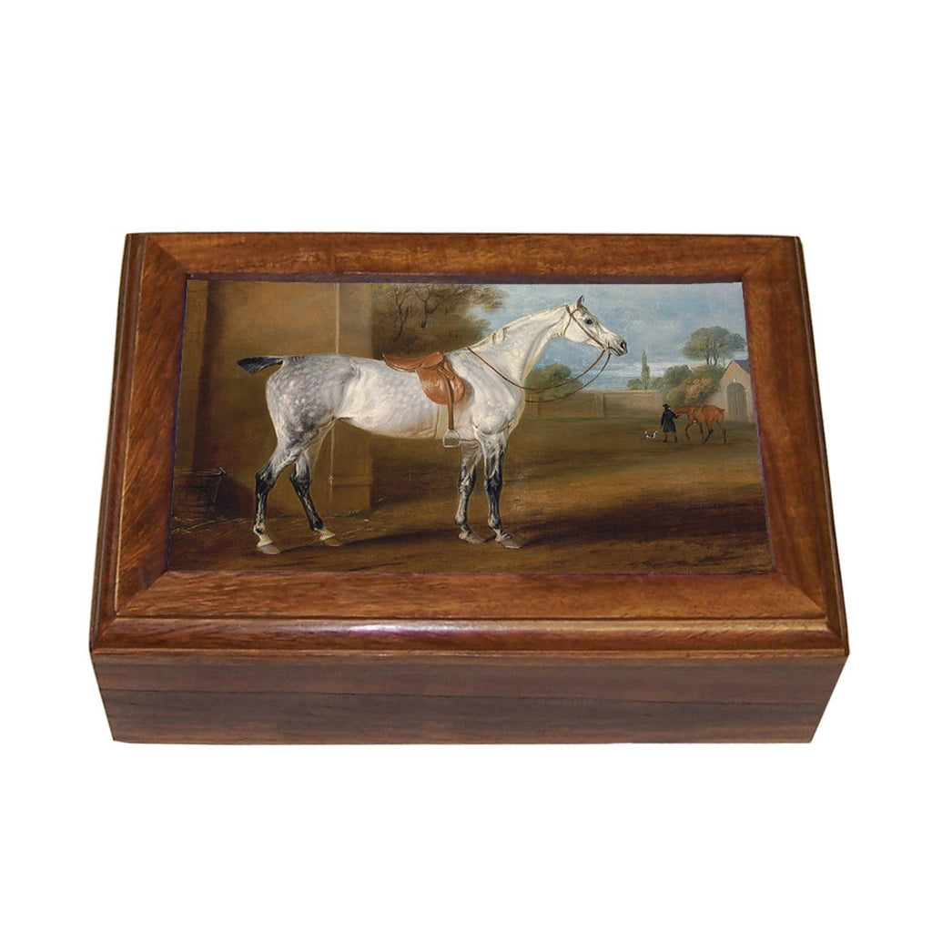 Leed's Grey Hunter Decorative Vintage Wood Trinket Box