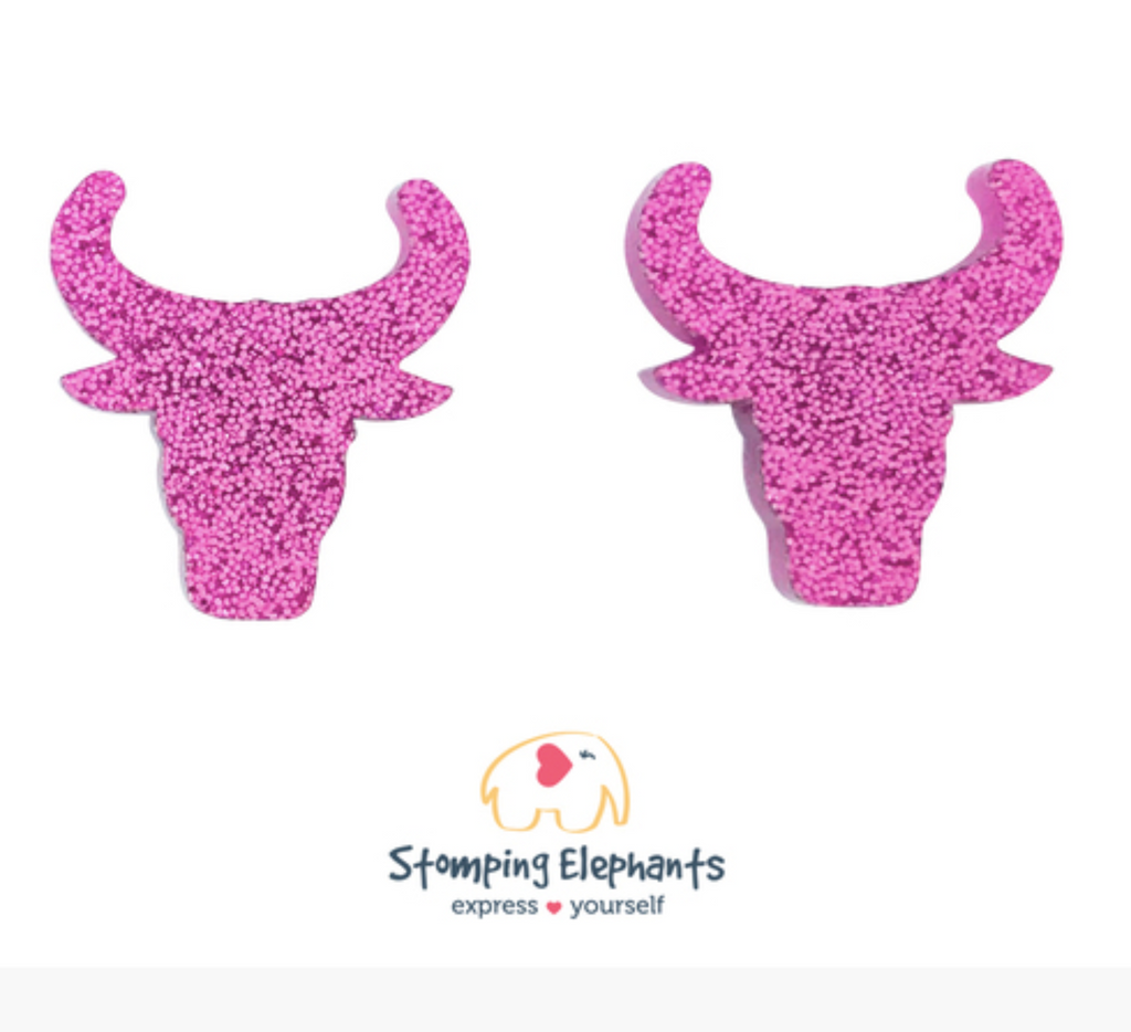 Magenta Longhorn Earrings (Large)