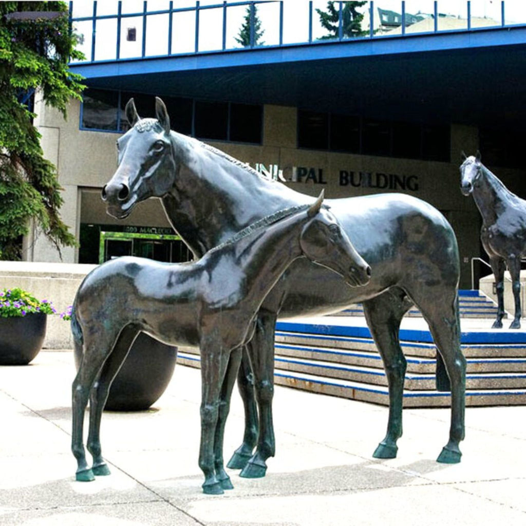 Bronze Mare & Foal Statues