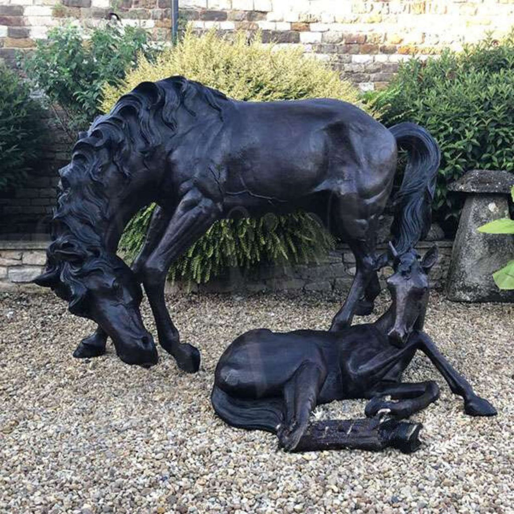 Bronze Mare & Foal Statues