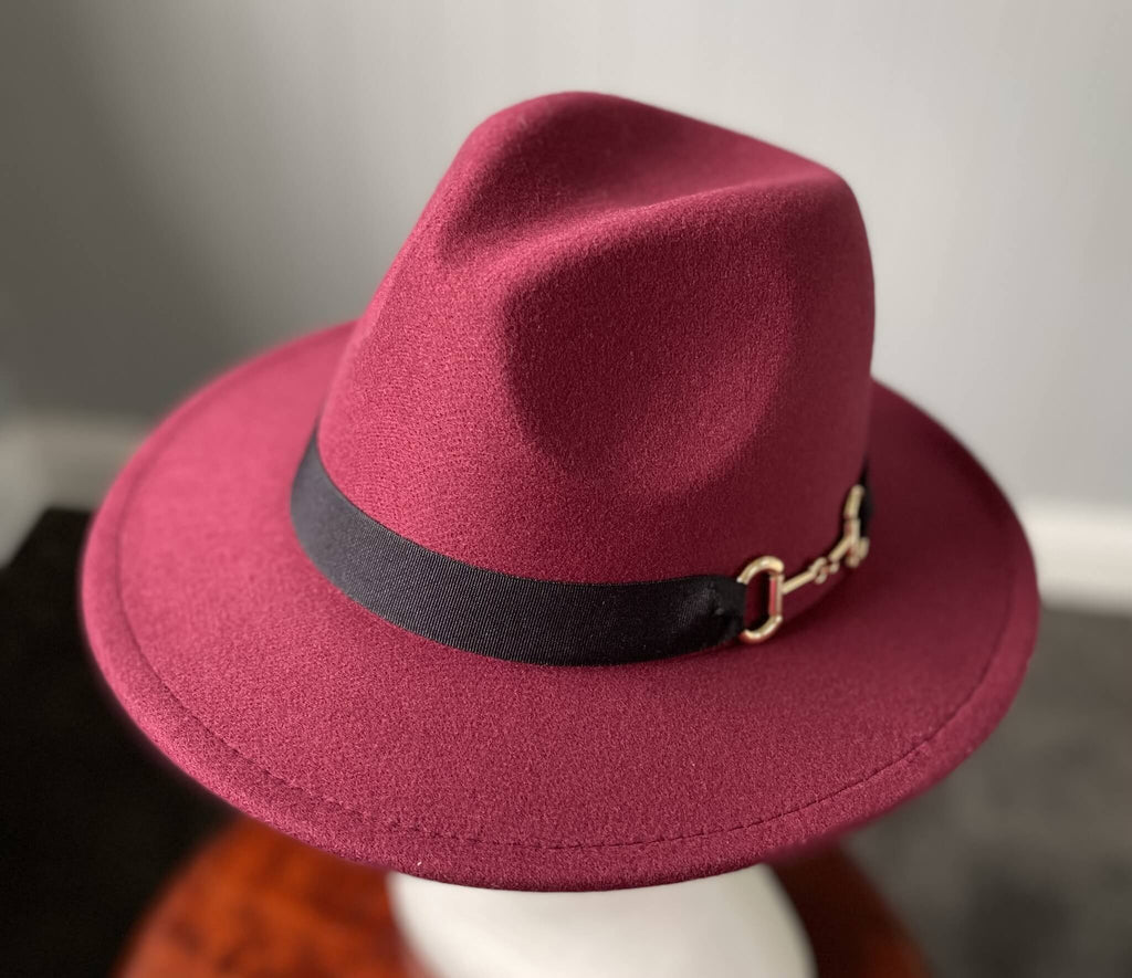 Maroon  Panama Hat  Snaffle Bit Band - Large
