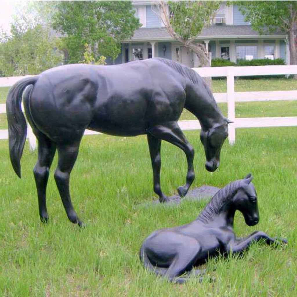 Bronze Mare & Foal Statues