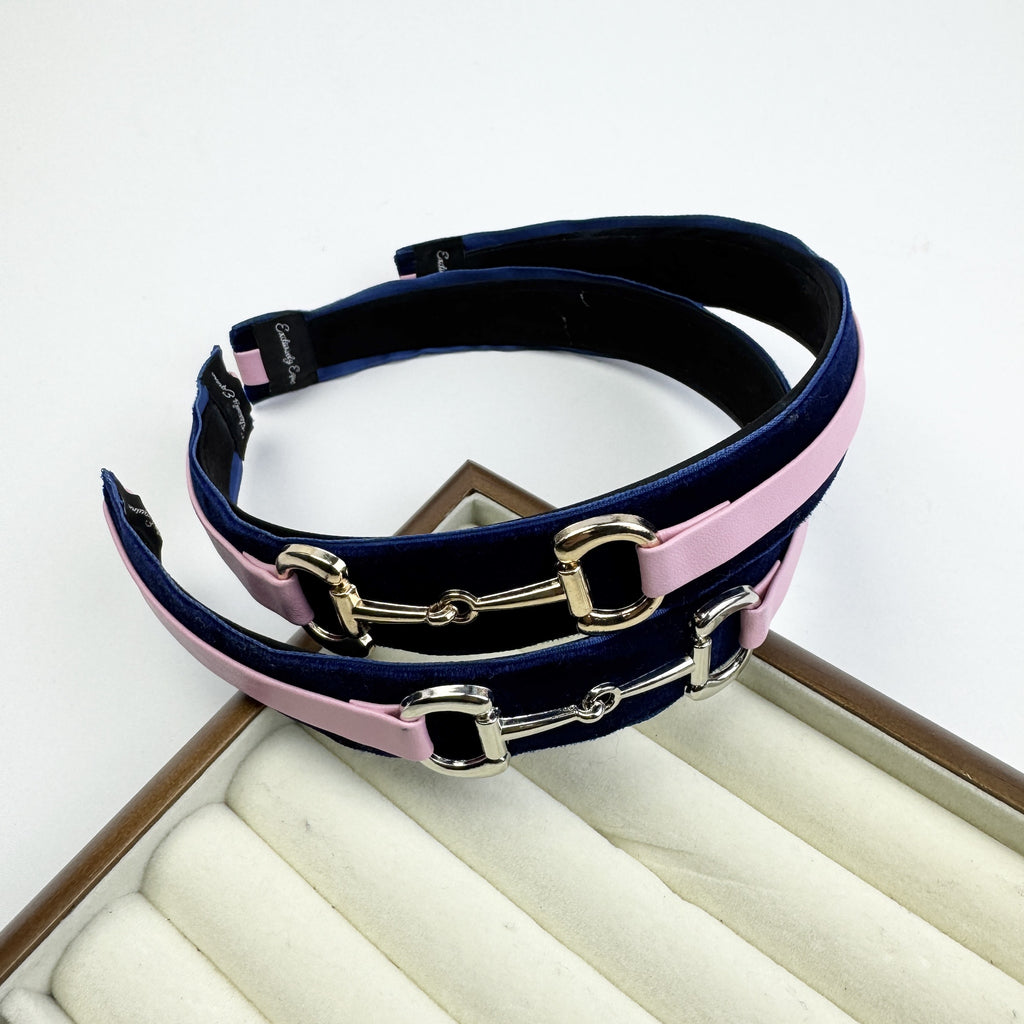 Navy Velvet Snaffle Bit Headband