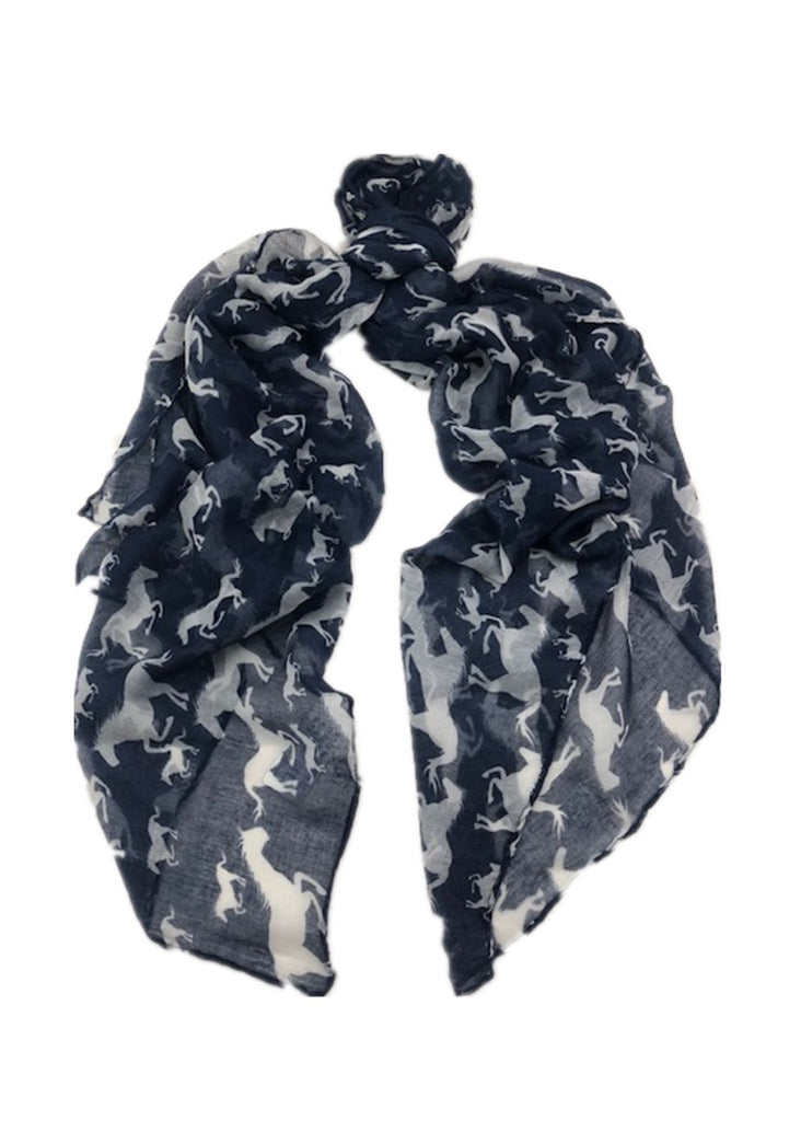 Navy & White Horse Print Scarf