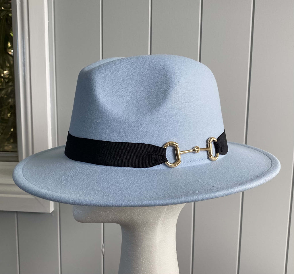 Pale Blue Panama Hat Snaffle Bit Band - Small