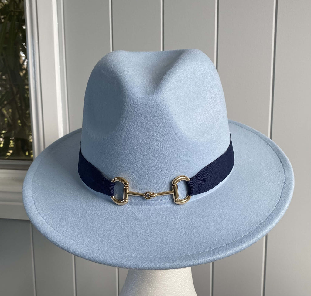 Pale Blue Panama Hat Snaffle Bit Band - Small