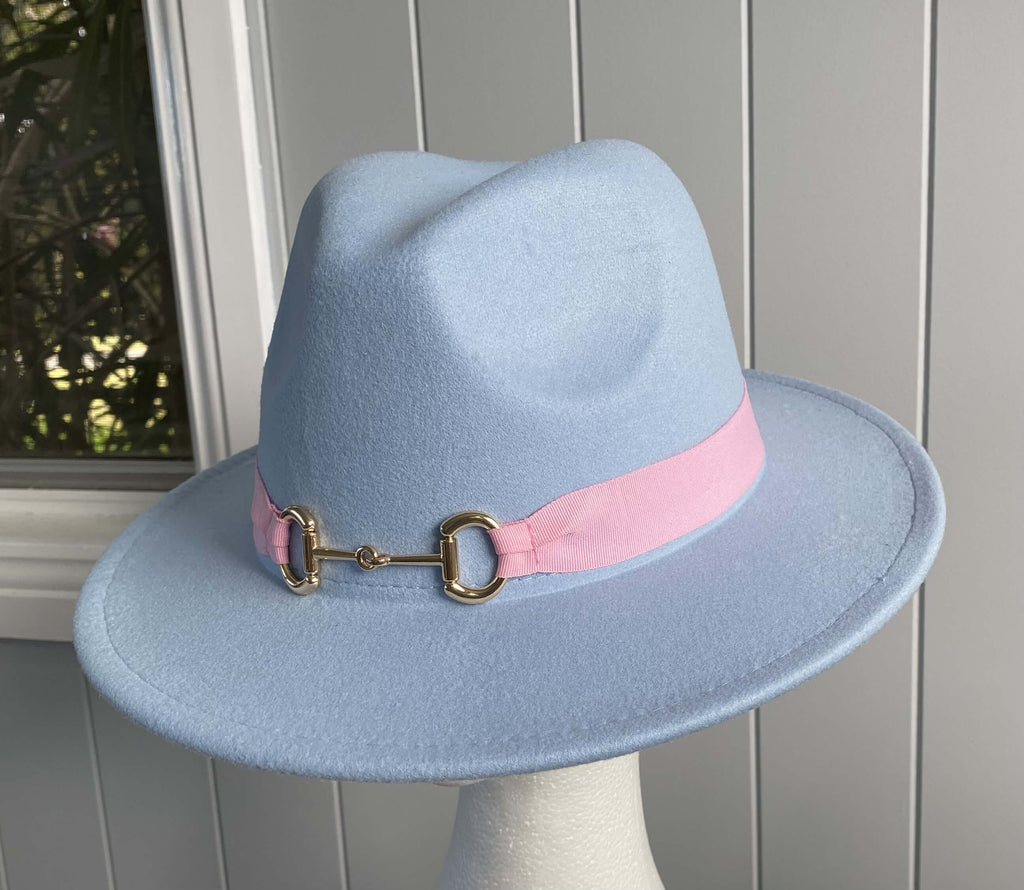 Pale Blue Panama Hat Snaffle Bit Band - Small