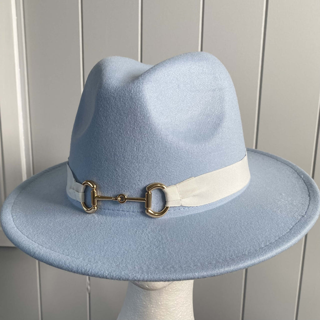 Pale Blue Panama Hat Snaffle Bit Band - Small