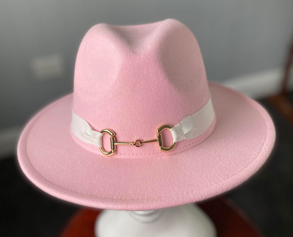 Pale Pink Panama Hat  Snaffle Bit Band - Small