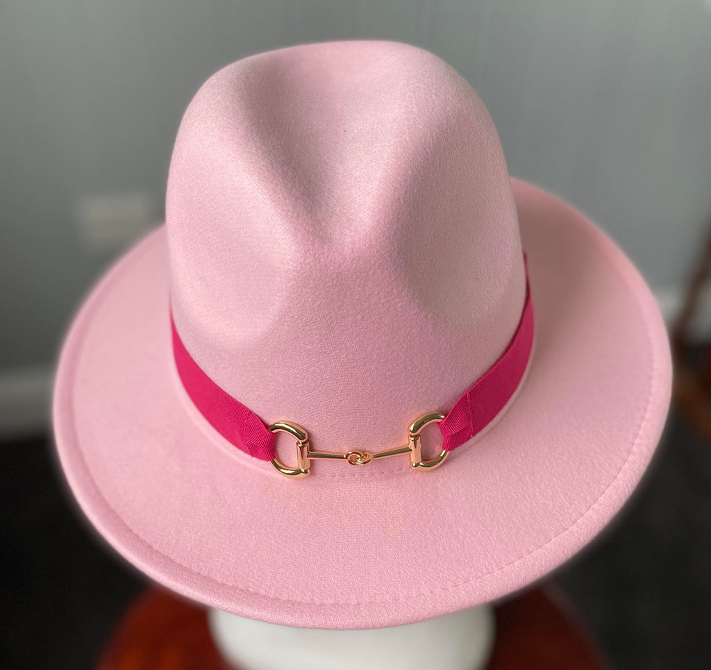 Pale Pink Panama Hat  Snaffle Bit Band - Small