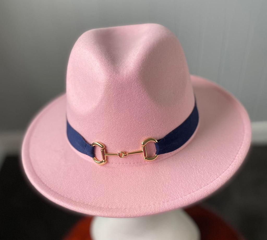 Pale Pink Panama Hat  Snaffle Bit Band - Small