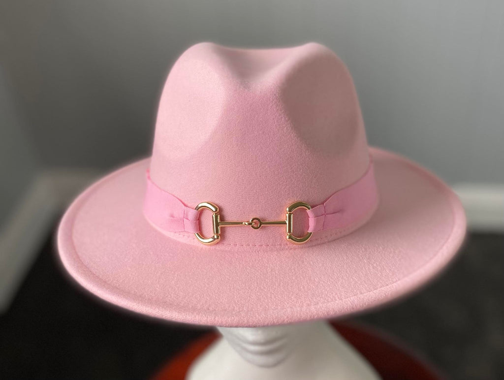 Pale Pink Panama Hat  Snaffle Bit Band - Small