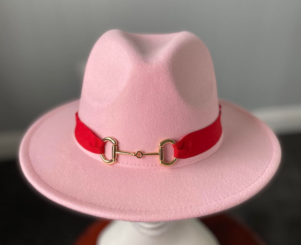 Pale Pink Panama Hat  Snaffle Bit Band - Small